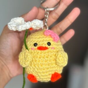 Charming Yellow Crochet Chic Keychain with Flower!